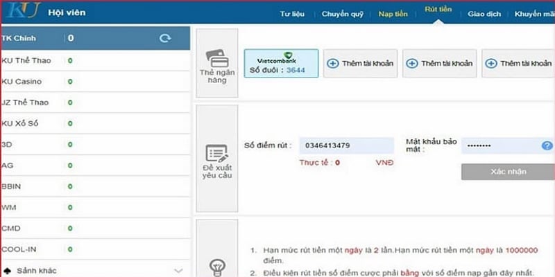 Rút Tiền Kubet88 2 Giao dịch qua ngân hàng đơn giản và an toàn về thông tin